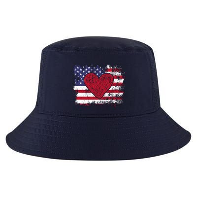 ValentineS Day American Flag Red Hearts Us Patriotic Love Cool Comfort Performance Bucket Hat
