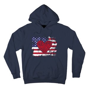 ValentineS Day American Flag Red Hearts Us Patriotic Love Hoodie