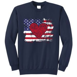 ValentineS Day American Flag Red Hearts Us Patriotic Love Sweatshirt