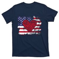 ValentineS Day American Flag Red Hearts Us Patriotic Love T-Shirt