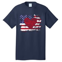 ValentineS Day American Flag Red Hearts Us Patriotic Love Tall T-Shirt