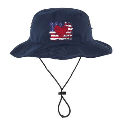 ValentineS Day American Flag Red Hearts Us Patriotic Love Bucket Hat