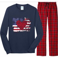 ValentineS Day American Flag Red Hearts Us Patriotic Love Long Sleeve Pajama Set