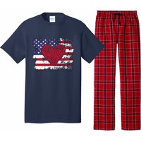 ValentineS Day American Flag Red Hearts Us Patriotic Love Pajama Set