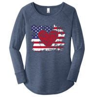 ValentineS Day American Flag Red Hearts Us Patriotic Love Women's Perfect Tri Tunic Long Sleeve Shirt