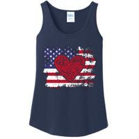 ValentineS Day American Flag Red Hearts Us Patriotic Love Ladies Essential Tank