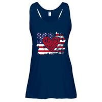 ValentineS Day American Flag Red Hearts Us Patriotic Love Ladies Essential Flowy Tank