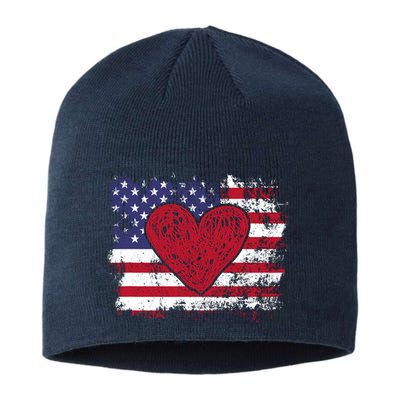 ValentineS Day American Flag Red Hearts Us Patriotic Love Sustainable Beanie