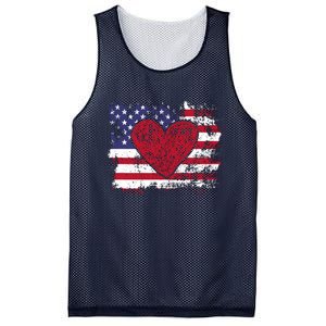 ValentineS Day American Flag Red Hearts Us Patriotic Love Mesh Reversible Basketball Jersey Tank