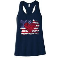 ValentineS Day American Flag Red Hearts Us Patriotic Love Women's Racerback Tank