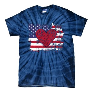 ValentineS Day American Flag Red Hearts Us Patriotic Love Tie-Dye T-Shirt