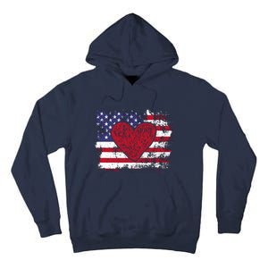 ValentineS Day American Flag Red Hearts Us Patriotic Love Tall Hoodie