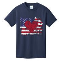 ValentineS Day American Flag Red Hearts Us Patriotic Love Kids T-Shirt