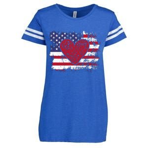 ValentineS Day American Flag Red Hearts Us Patriotic Love Enza Ladies Jersey Football T-Shirt