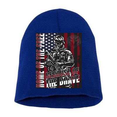 Veterans Day American Flag Proud Brave Pride Military Honor Gift Short Acrylic Beanie