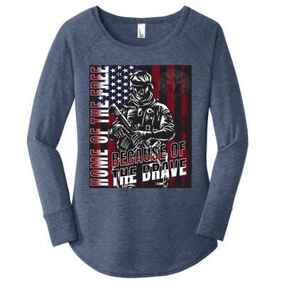 Veterans Day American Flag Proud Brave Pride Military Honor Gift Women's Perfect Tri Tunic Long Sleeve Shirt