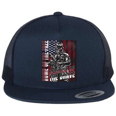 Veterans Day American Flag Proud Brave Pride Military Honor Gift Flat Bill Trucker Hat