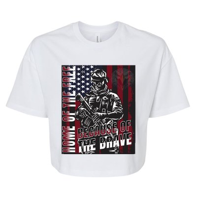 Veterans Day American Flag Proud Brave Pride Military Honor Gift Bella+Canvas Jersey Crop Tee