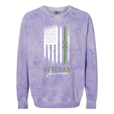 Veterans Day Awareness American Flag Military Army Soldier Gift Colorblast Crewneck Sweatshirt