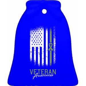 Veterans Day Awareness American Flag Military Army Soldier Gift Ceramic Bell Ornament