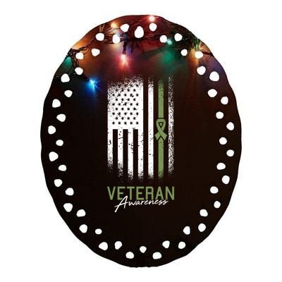 Veterans Day Awareness American Flag Military Army Soldier Gift Ceramic Oval Ornament