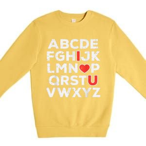 Valentines Day Alphabet ABC I Love You Teacher Premium Crewneck Sweatshirt