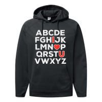 Valentines Day Alphabet ABC I Love You Teacher Performance Fleece Hoodie