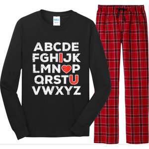 Valentines Day Alphabet ABC I Love You Teacher Long Sleeve Pajama Set