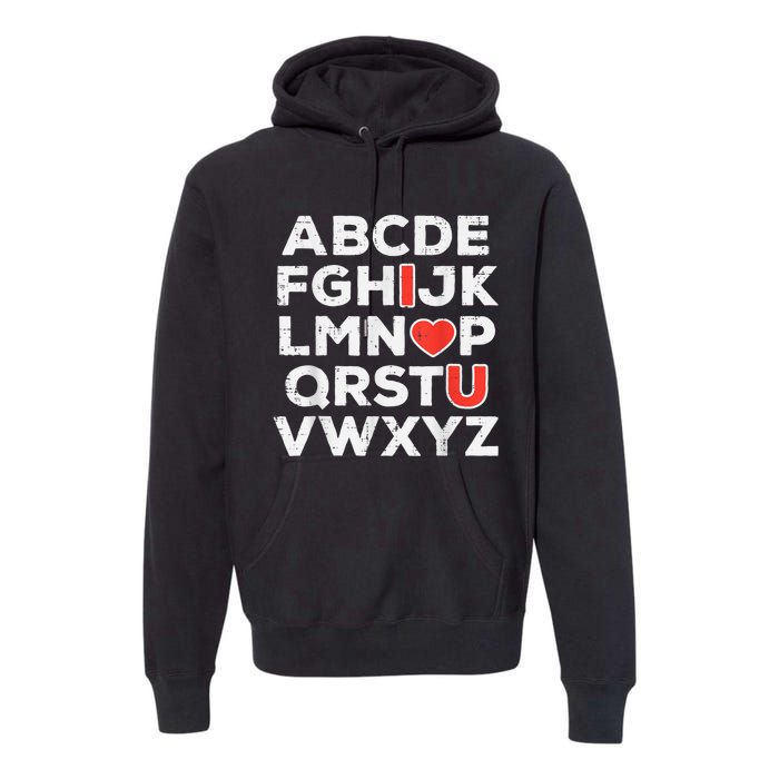 Valentines Day Alphabet ABC I Love You Teacher Premium Hoodie