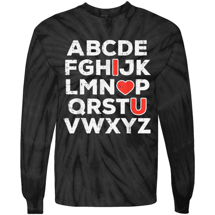 Valentines Day Alphabet ABC I Love You Teacher Tie-Dye Long Sleeve Shirt