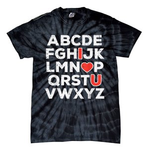 Valentines Day Alphabet ABC I Love You Teacher Tie-Dye T-Shirt