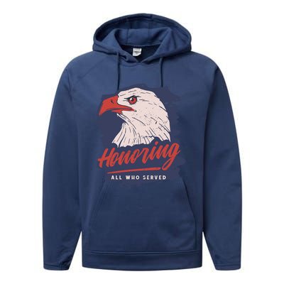 Veterans Day America Military Eagle Honor Soldier Gift Performance Fleece Hoodie