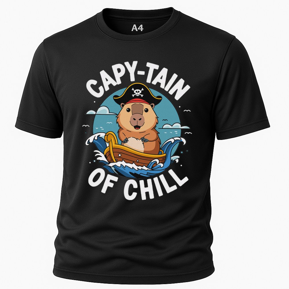 Vyloxa Designs Adult Capybara Cartoon Cooling Performance Crew T-Shirt