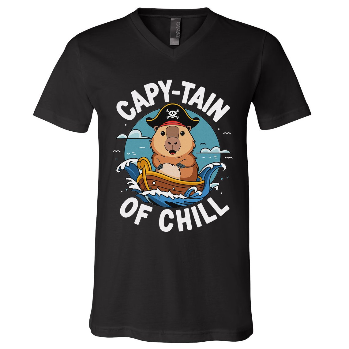 Vyloxa Designs Adult Capybara Cartoon V-Neck T-Shirt