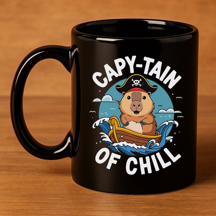Vyloxa Designs Adult Capybara Cartoon 11oz C Handle Ceramic Mug