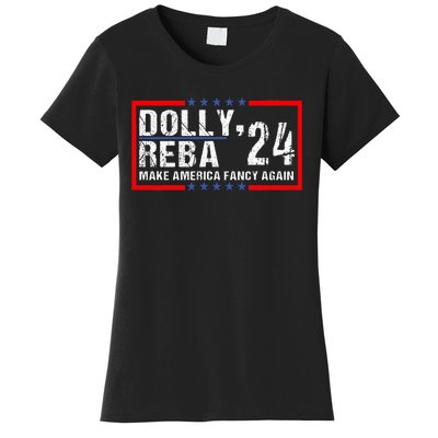 Vintage Dolly And Reba 2024 Make America Fancy Again Women's T-Shirt