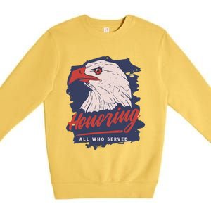 Veterans Day America Military Eagle Honor Soldier Cute Gift Premium Crewneck Sweatshirt