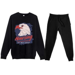 Veterans Day America Military Eagle Honor Soldier Cute Gift Premium Crewneck Sweatsuit Set