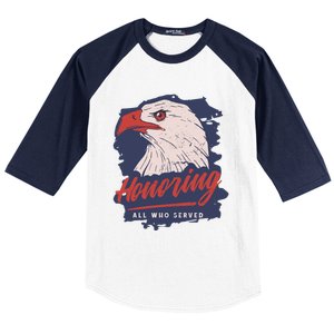 Veterans Day America Military Eagle Honor Soldier Cute Gift Baseball Sleeve Shirt