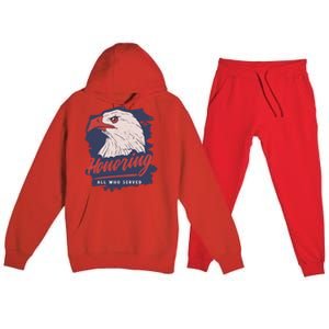 Veterans Day America Military Eagle Honor Soldier Cute Gift Premium Hooded Sweatsuit Set