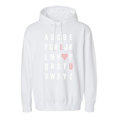 Valentine's Day Abc I Love You With Heart Teacher Gift Garment-Dyed Fleece Hoodie