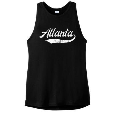 Vintage Distressed Atlanta Retro Ladies PosiCharge Tri-Blend Wicking Tank