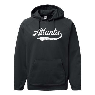 Vintage Distressed Atlanta Retro Performance Fleece Hoodie