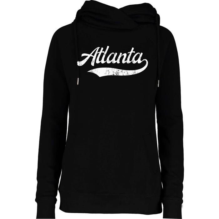 Vintage Distressed Atlanta Retro Womens Funnel Neck Pullover Hood