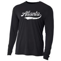 Vintage Distressed Atlanta Retro Cooling Performance Long Sleeve Crew