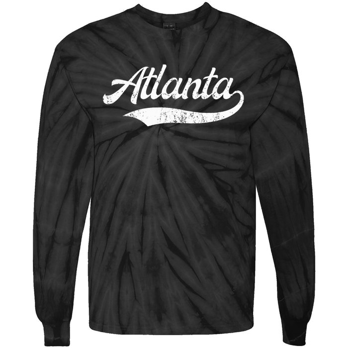 Vintage Distressed Atlanta Retro Tie-Dye Long Sleeve Shirt