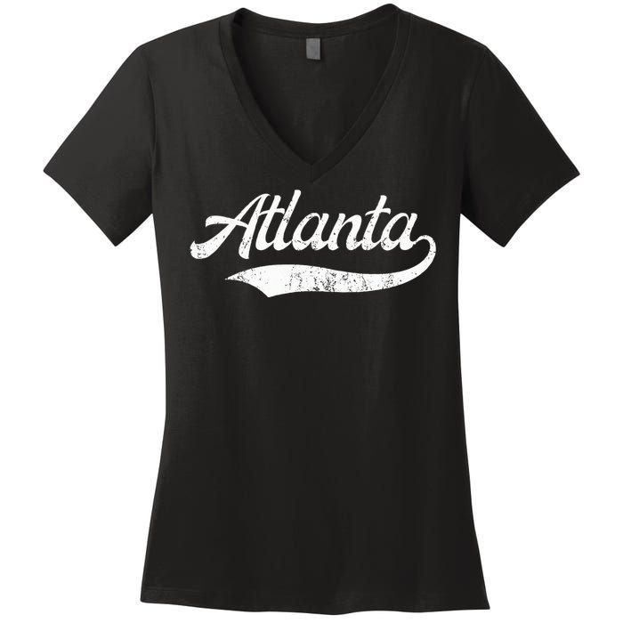 Vintage Distressed Atlanta Retro Women's V-Neck T-Shirt