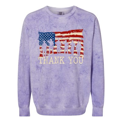 Veterans Day American Flag Thank You Veterans Proud Veteran Colorblast Crewneck Sweatshirt