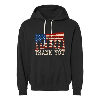 Veterans Day American Flag Thank You Veterans Proud Veteran Garment-Dyed Fleece Hoodie