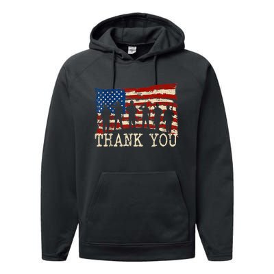 Veterans Day American Flag Thank You Veterans Proud Veteran Performance Fleece Hoodie